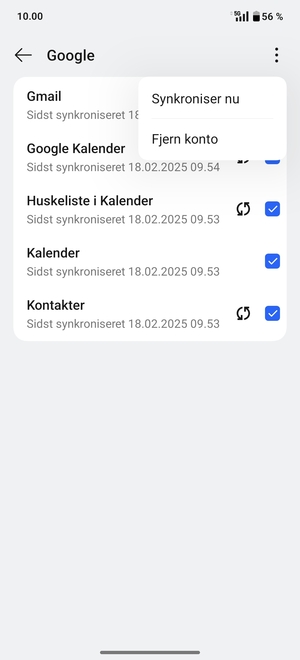Vælg Synkroniser nu