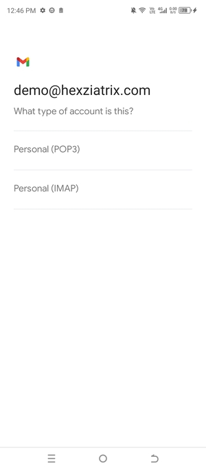Select Personal (POP3) or Personal (IMAP)