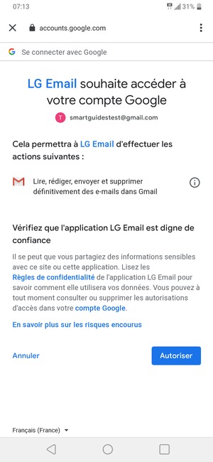 Sélectionnez Autoriser