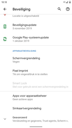 Scroll naar en selecteer Simkaartvergrendeling