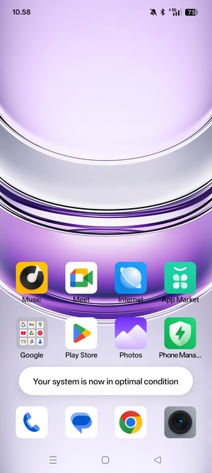 Slide down the top menu