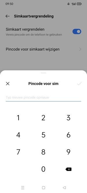 Bevestig uw nieuwe pincode voor SIM en selecteer OK