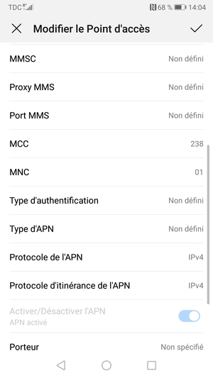 Faites défiler vers le bas et saisissez les informations Internet