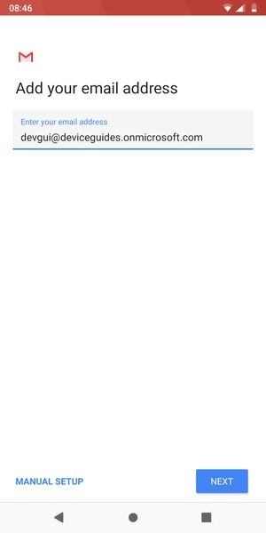 Enter your Email address and  select MANUAL SETUP