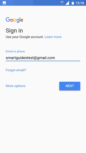 Enter your Gmail address and select NEXT