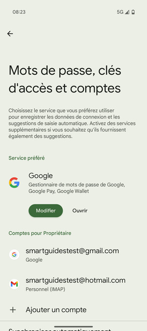 Sélectionnez votre compte Google