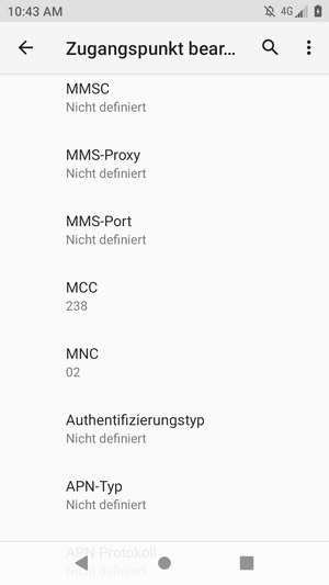Scrollen Sie nach unten und geben Sie Internetinformationen ein