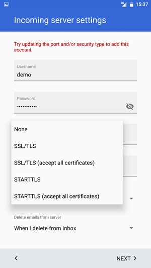 Select None and NEXT