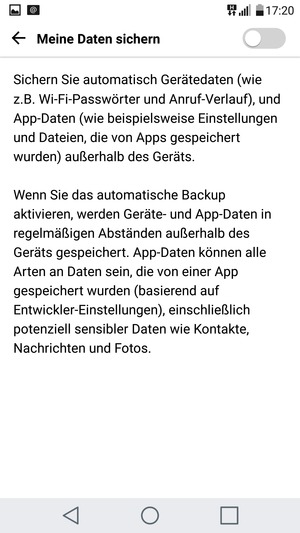 Schalten Sie Meine Daten sichern ein