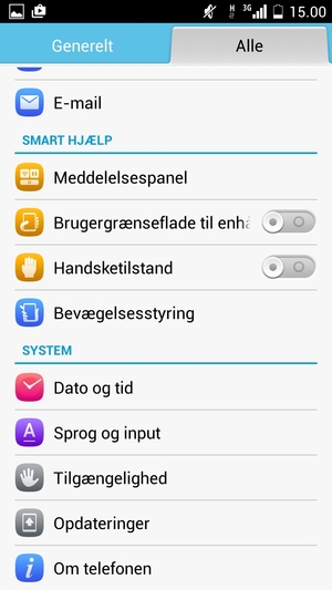 Scroll til og vælg Om telefonen