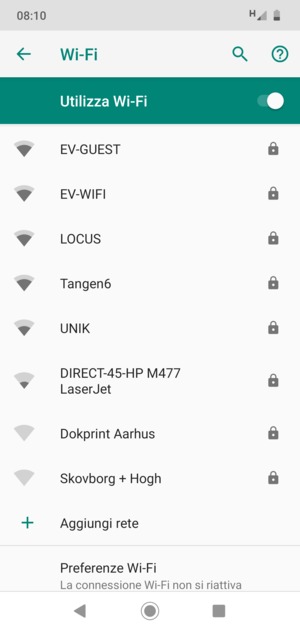 Seleziona la rete wireless a cui desideri connetterti