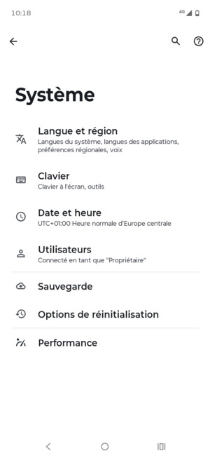 Sélectionnez Sauvegarde