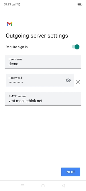 Enter  Outgoing server address