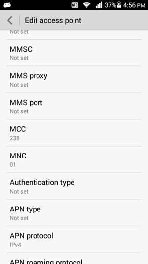Scroll down and enter MMS information