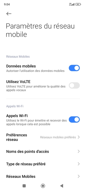 Sélectionnez Noms des points d'accès