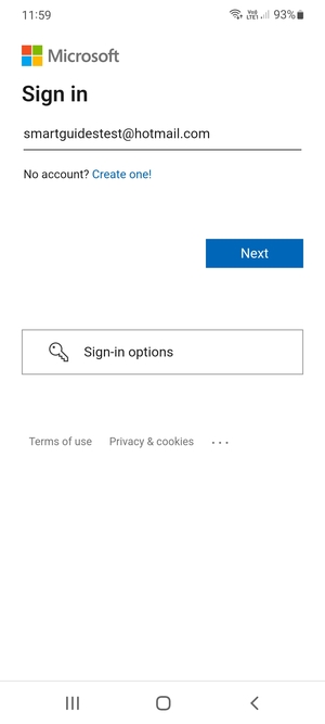 Enter your Hotmail address and select Next
