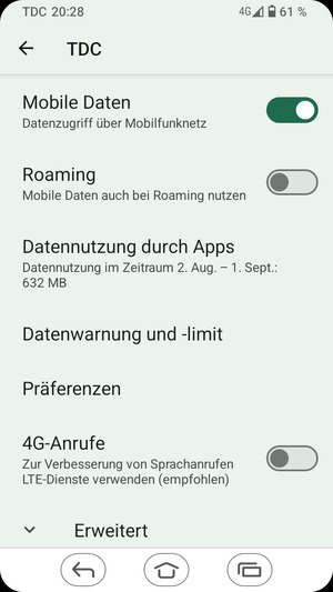 Wählen Sie Erweitert