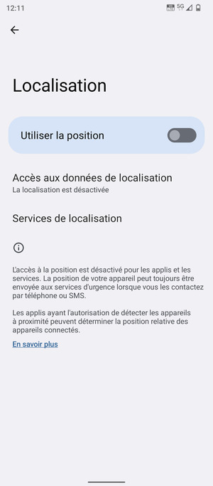 Désactiver le Utiliser la position