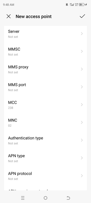Scroll down and enter MMS information