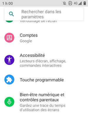 Faites défiler et sélectionnez Comptes