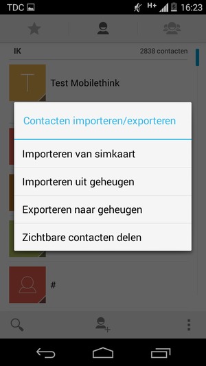 Selecteer Importeren van simkaart