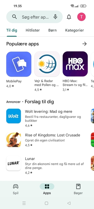 Vælg søgefeltet