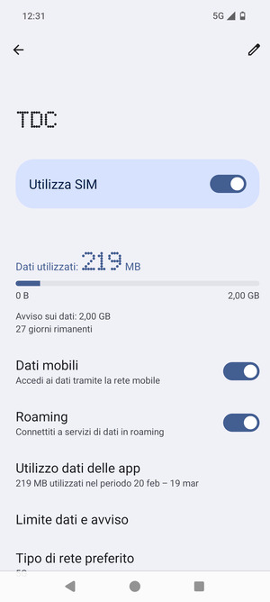 Attiva o disattiva Roaming