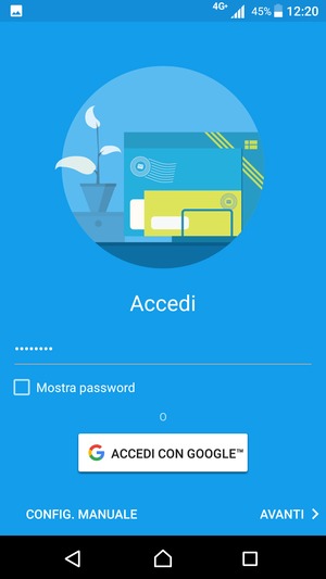 Inserisci la tua password di Gmail e seleziona AVANTI