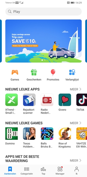 Selecteer de zoekbalk