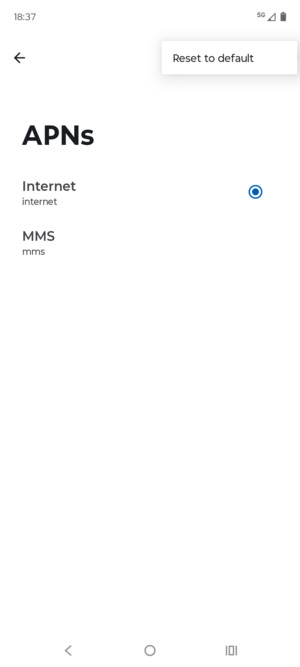 Select Reset to default