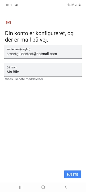 Giv din konto et navn og indtast dit navn. Vælg NÆSTE