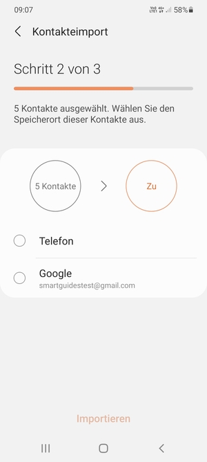 Wählen Sie Google