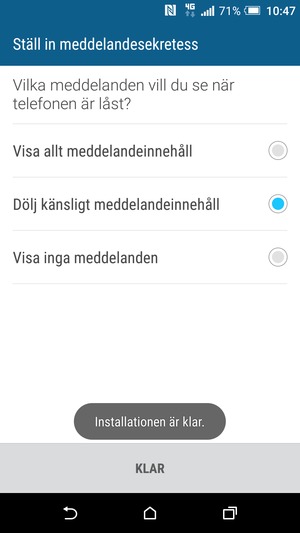 Välj KLAR