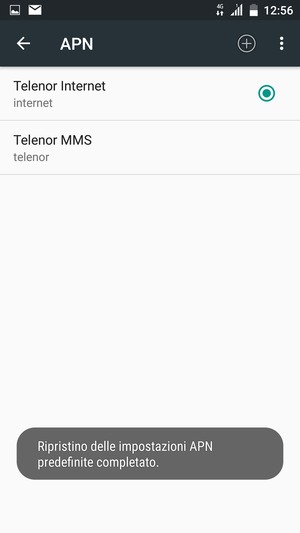 Le impostazioni del tuo telefono saranno ripristinate secondo le impostazioni internet e MMS predefinite