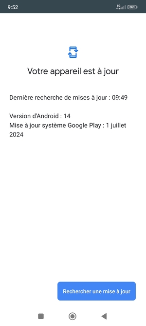 Si votre téléphone est à jour, vous verrez l'écran suivant