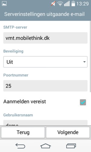 Voer Uitgaand serveradres in