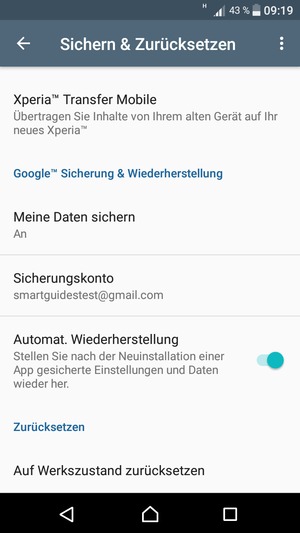 Wählen Sie Sicherungskonto