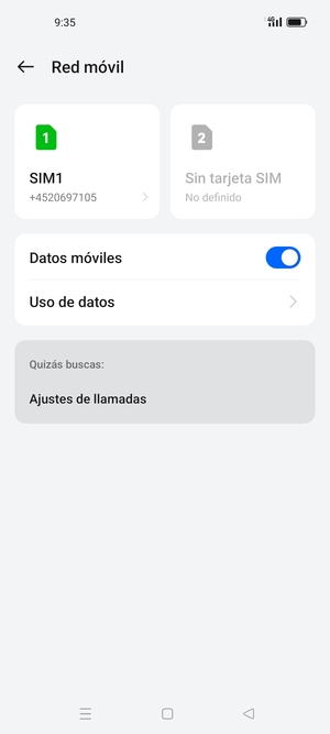 Seleccione SIM1 o SIM2