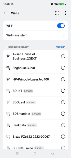 Vælg det trådløse netværk, du ønsker at oprette forbindelse til