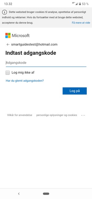 Indtast din adgangskode og vælg Log på