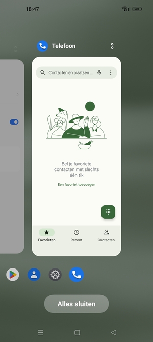 Selecteer Alles sluiten om alle actieve apps te sluiten