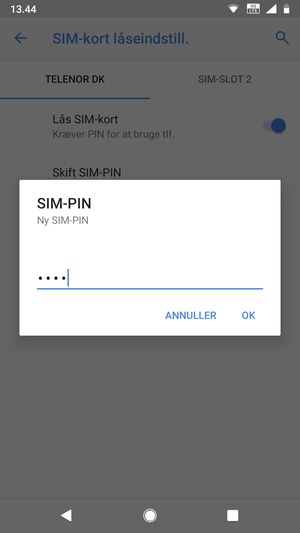 Indtast din Nye PIN-kode til SIM-kort og vælg OK