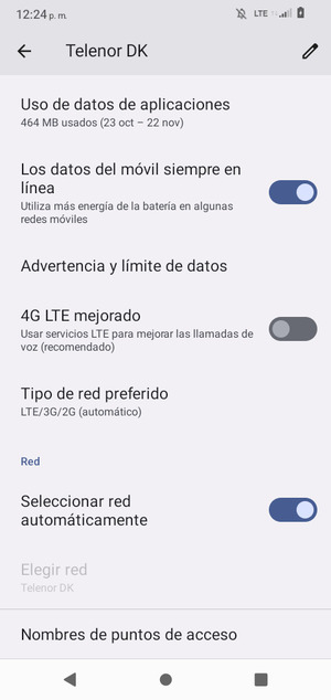 Seleccione Tipo de red preferida