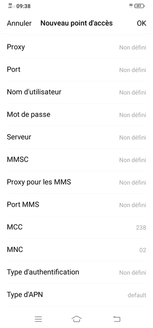 Faites défiler vers le bas et saisissez les informations MMS