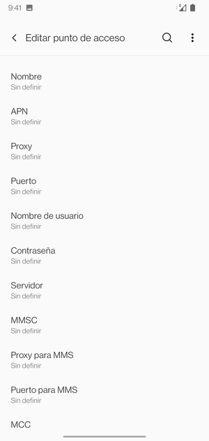 Introduzca la información de MMS