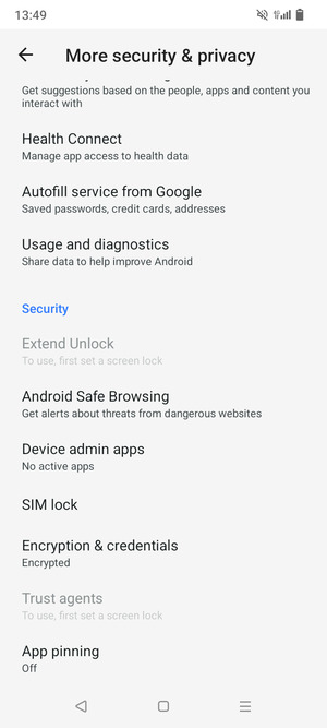 Scroll to and select SIM lock