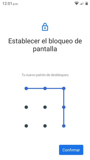 Dibuje de nuevo el patrón de desbloqueo y seleccione Confirmar