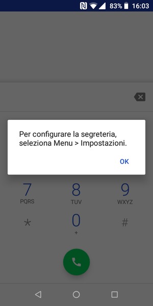 Se la segreteria telefonica non è configurata, seleziona OK