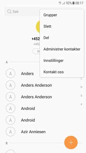 Velg Administrer kontakter