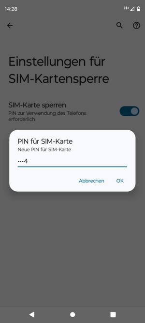 Geben Sie Ihre Neue PIN für SIM-Karte ein und wählen Sie OK